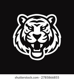 A Tiger Open Teeth and mouth, Tiger head minimal Icon Logo Design