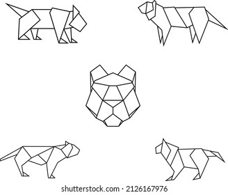 Tiger Origami Geometric Image, Vector