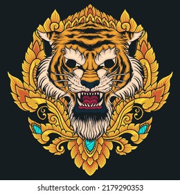 tiger ornament vector hand drawing