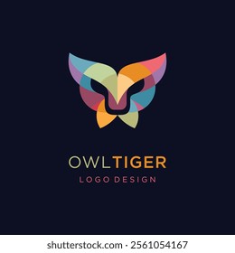 Tiger owl head vector illustration logo design