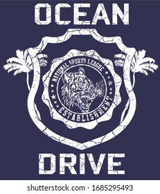 Tiger and palm tree graphic design vector art