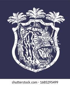 Tiger and palm tree graphic design vector art