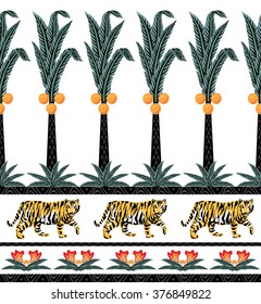 tiger and palm tree pattern
