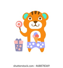Tiger With Party Attributes Girly Stylized Funky Sticker