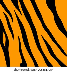 Tiger Pattern Background. Abstract Wild Animal Skin Print Design. Flat Vector Illustration.