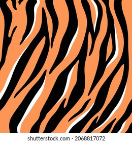 Tiger Pattern Background. Abstract Wild Animal Skin Print Design. Flat Vector Illustration.