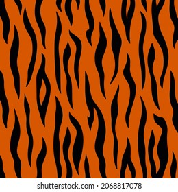 Tiger Pattern Background. Abstract Wild Animal Skin Print Design. Flat Vector Illustration.