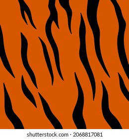 Tiger Pattern Background. Abstract Wild Animal Skin Print Design. Flat Vector Illustration.