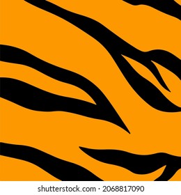 Tiger Pattern Background. Abstract Wild Animal Skin Print Design. Flat Vector Illustration.