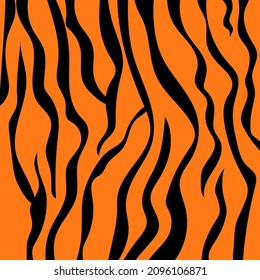 Tiger pattern with black and orange stripes. Animal print background for your design