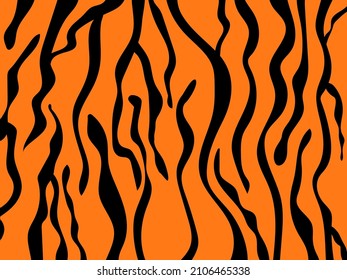 Tiger pattern with black and orange stripes. Animal print background for your design