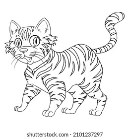 Tiger pattern furry cat coloring page Design for Kids