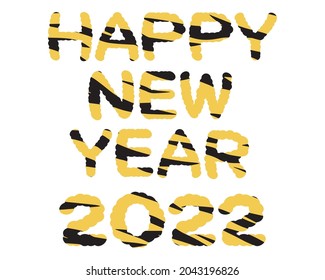 Tiger pattern Happy New Year and 2022 character vector material