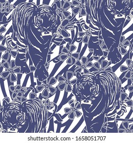 Tiger pattern, jaguar pattern, animal fur floral texture background
