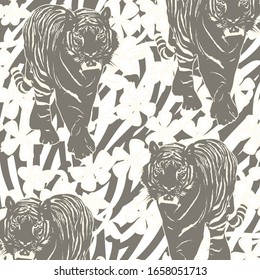 Tiger pattern, jaguar pattern, animal fur floral texture background