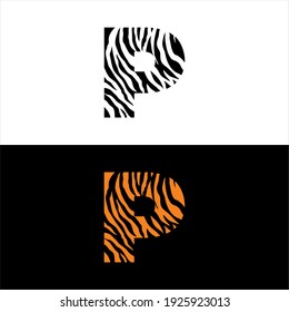 Tiger Pattern Letter P Logo 001
