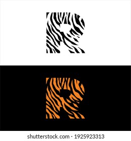 Tiger Pattern Letter R Logo 001