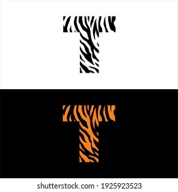 Tiger Pattern Letter T Logo 001