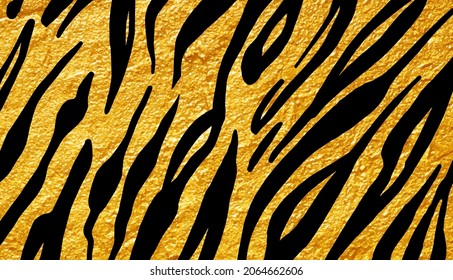 Tiger pattern. Tiger texture on gold background.