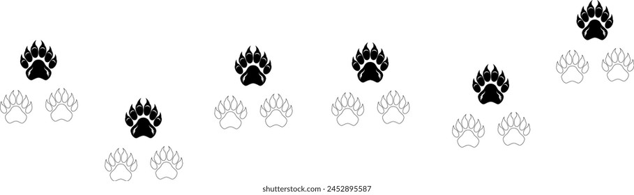 Tiger paw footprint silhouette pattern