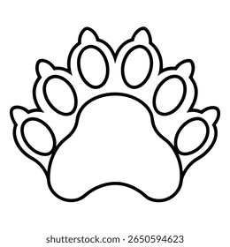 Tiger paw outline icon on white background.