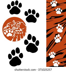 Tiger - Paw Print . Animal Footprint Isolated On White Background. Vector Illustration. Design Element.