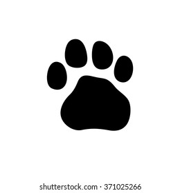 Tiger - paw print . Animal footprint isolated on white background. Vector illustration. Design element.