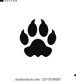 Tiger paw print silhouette. Animal paw print icon