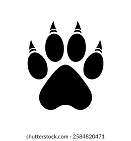 Tiger paw print silhouette icon vector flat illustration design on white background.