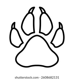 Tiger Paw Print Vector Line Icon Design