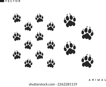 Tiger paw prints silhouette. Vector illustration EPS10. Isolated paw prints on white background