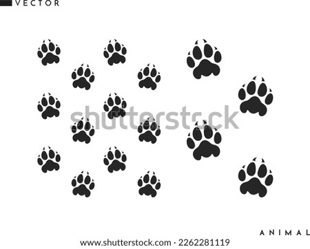 Tiger paw prints silhouette. Vector illustration EPS10. Isolated paw prints on white background
