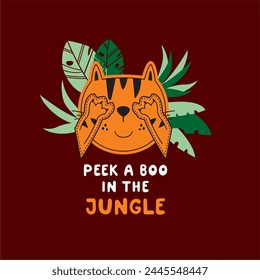 Tiger , peek a boo in the jungle 