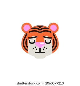 Tiger Pensive Face flat icon, vector sign, unhappy tiger face emoji colorful pictogram isolated on white. Symbol, logo illustration. Flat style design