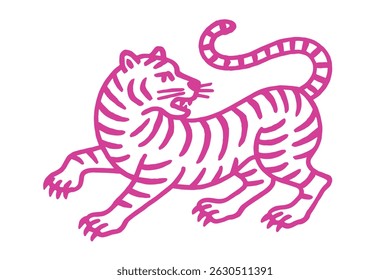 Tiger pink linear sketch vector illustration	