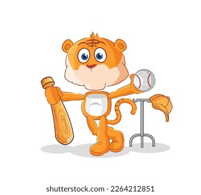 the tiger playing baseball mascot. cartoon vector