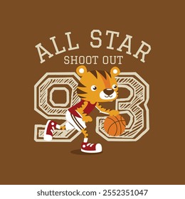 tiger playing basketball for kids apparel sport