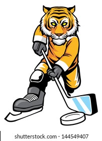 tiger playing ice hockey