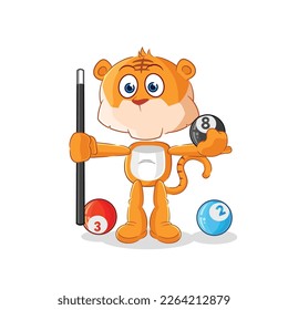 the tiger plays billiard character. cartoon mascot vector