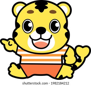 Tiger tiger pointing cute vector illustration material