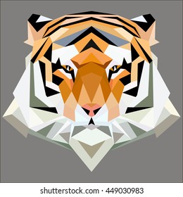 Tiger.Low poly vector animal illustration. Polygonal tiger graphic design.