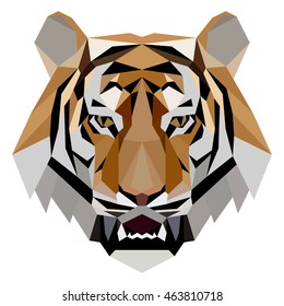 Tiger.Low poly vector animal illustration. Polygonal tiger graphic design.