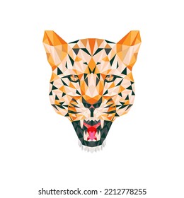 tiger polygonal design logo, Leopard geometric style icon vector illustration