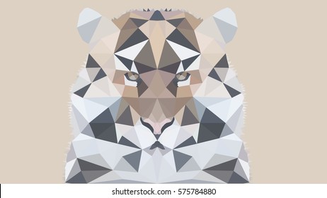 Tiger polygonal graphics vector illustration , Cream Background