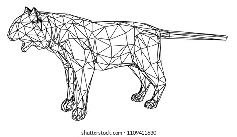 Tiger polygonal lines illustration. Abstract vector tiger on the white background