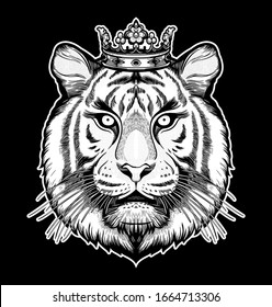 Tiger portrait. Dreamy magic art. Power symbol . Isolated vector illustration. Great outdoors, tattoo and t-shirt design.