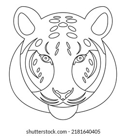 Tiger portrait. Tiger head. Outline vector illustration