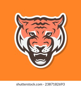 tiger portrait roar beast wildlife carnivore colorful modern mascot character cartoon sticker logo design vector icon illustration