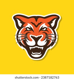 tiger portrait roar beast wildlife carnivore colorful modern mascot character cartoon sticker logo design vector icon illustration