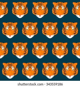 Tiger portrait seamless pattern background 